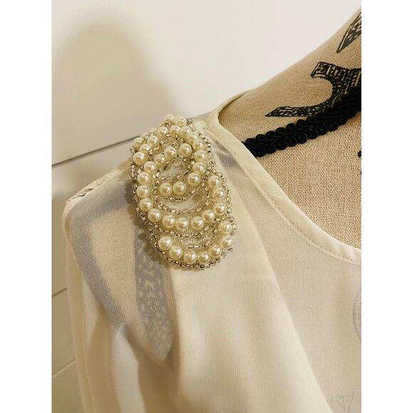 Holiday Cocktail Formal Dress with Faux Pearls - Picture 4 of 5